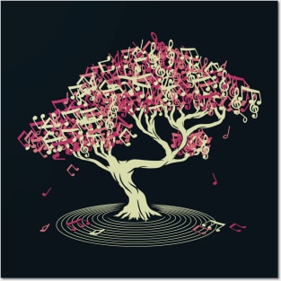 Japanese Bonsai Song Musical Notes by Tobe Fonseca Posters and Art